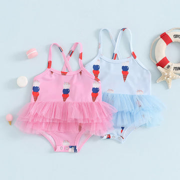 Baby Three-colour Ice Cream Suspenders Swimwear