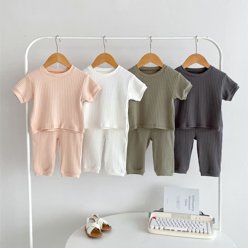 Baby 2-Piece Solid Color Pajamas Set