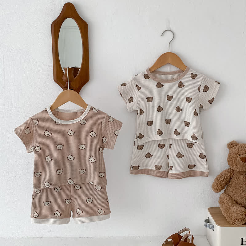 Baby 2-Piece Waffle Bear Cute Set