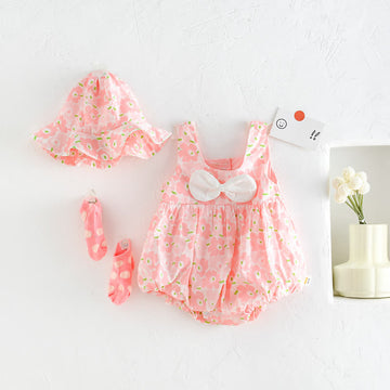 Baby Flower Pink Bodysuit with Hat