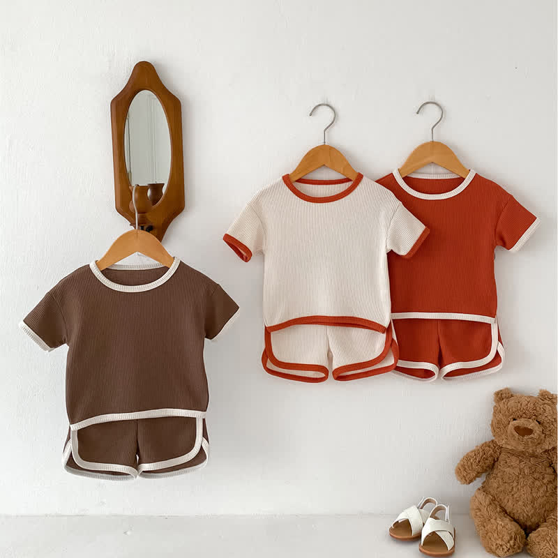 Baby 2-Piece Simple Waffle Sweatsuit Set