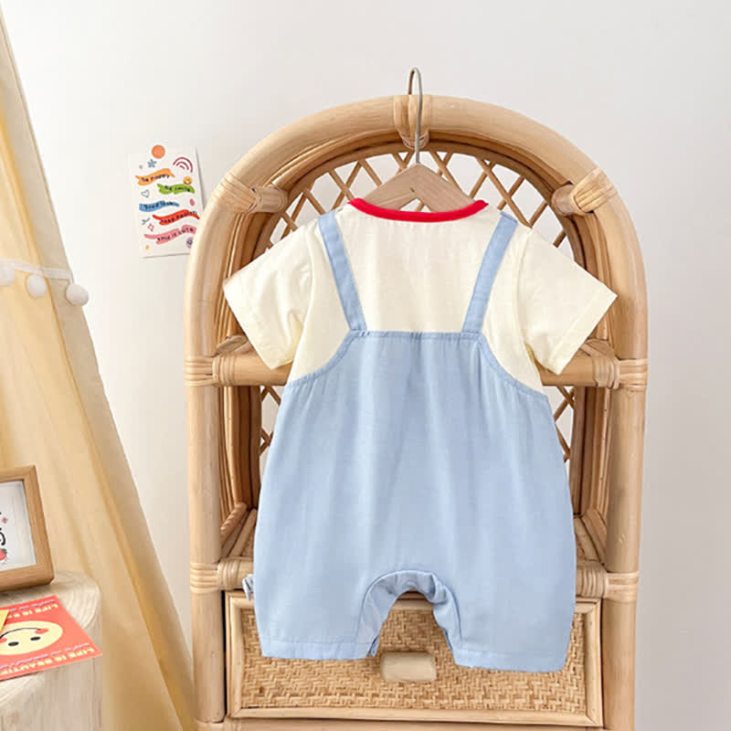 Baby Mushroom Fake 2Pcs Striped Romper