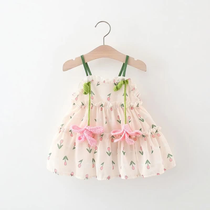 Baby Lily Flower Suspenders Sweet Dress