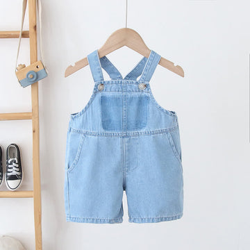 Toddler Denim Solid Color Simple Overalls