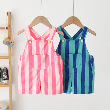 Toddler Vertical Striped Design Casual Overalls