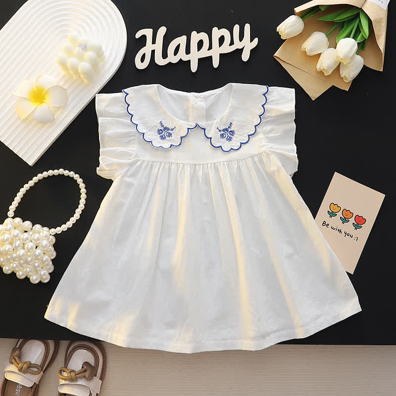 Baby Girl Embroidered Flower Ruffled Dress