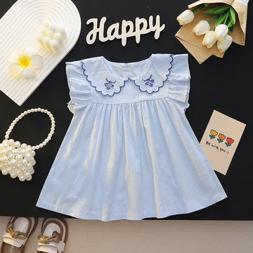 Baby Girl Embroidered Flower Ruffled Dress