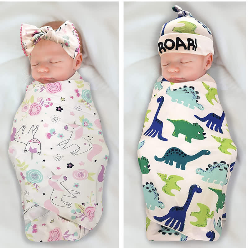 2pcs Newborn Animal Swaddle Blanket