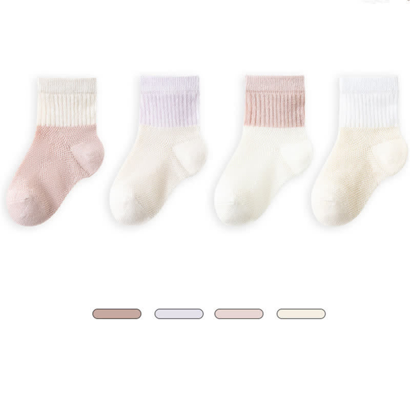 4 Pairs Baby Simple Splicing Soft Socks