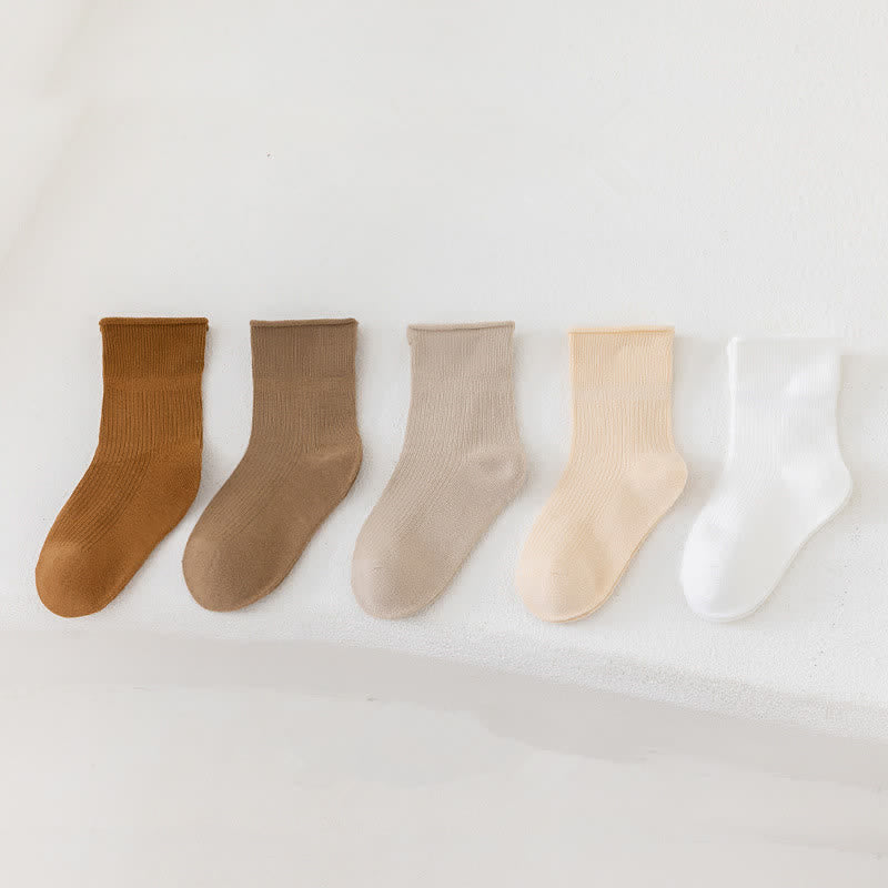 5 Pairs Toddler Solid Color Soft Socks