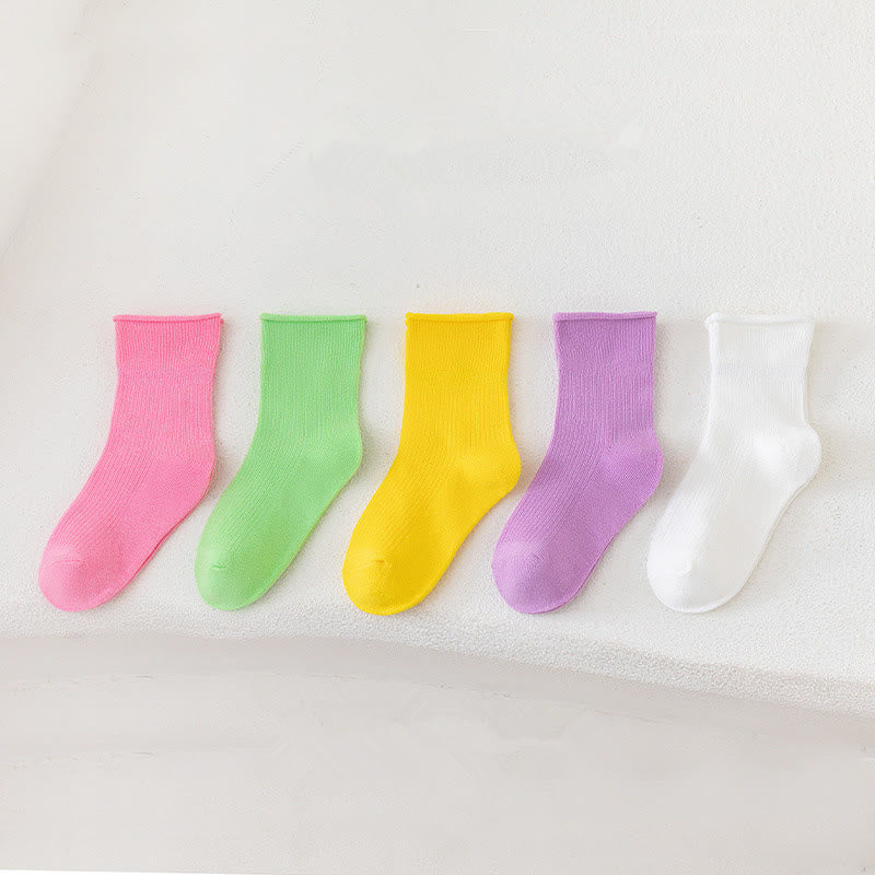 5 Pairs Toddler Solid Color Soft Socks