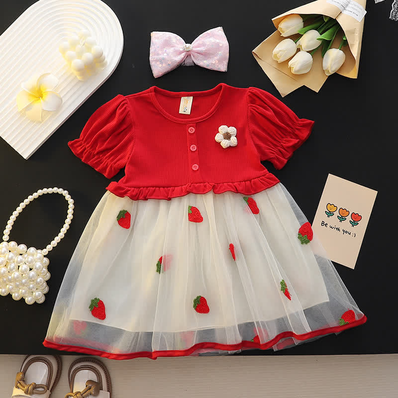 Baby Toddler Floral Strawberry Tulle Dress