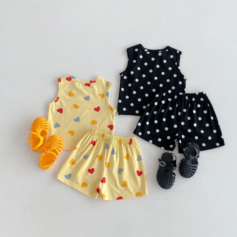 Toddler 2-Piece Heart Dots Sleeveless Set