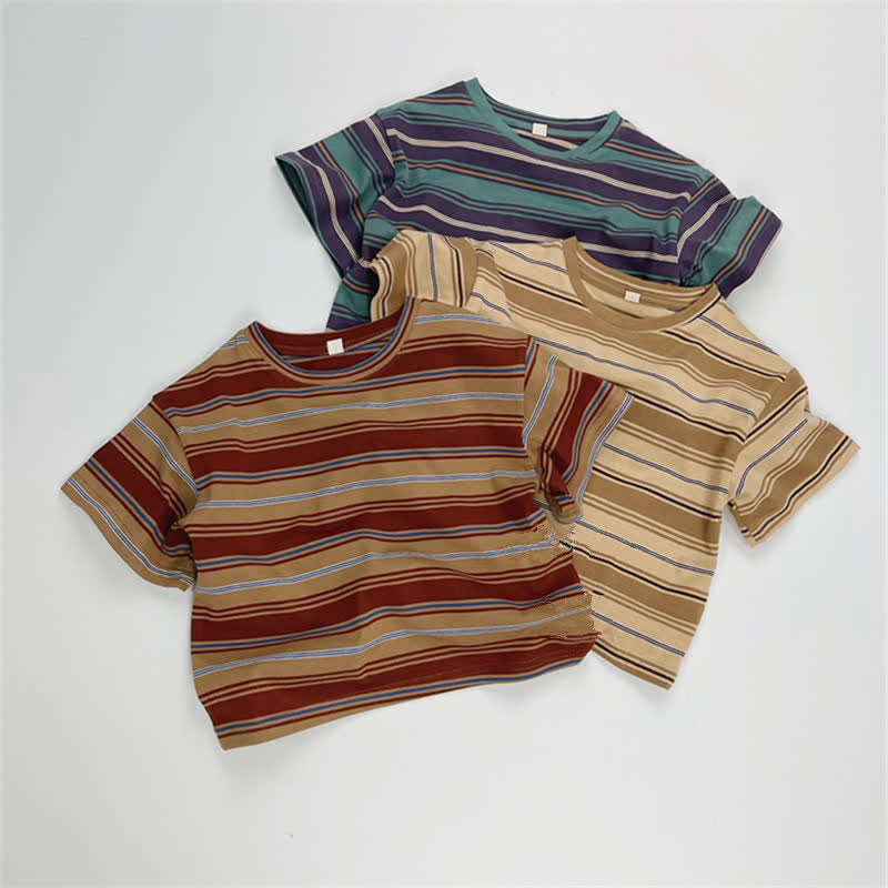 Toddler Loose Striped Color Block T-shirt