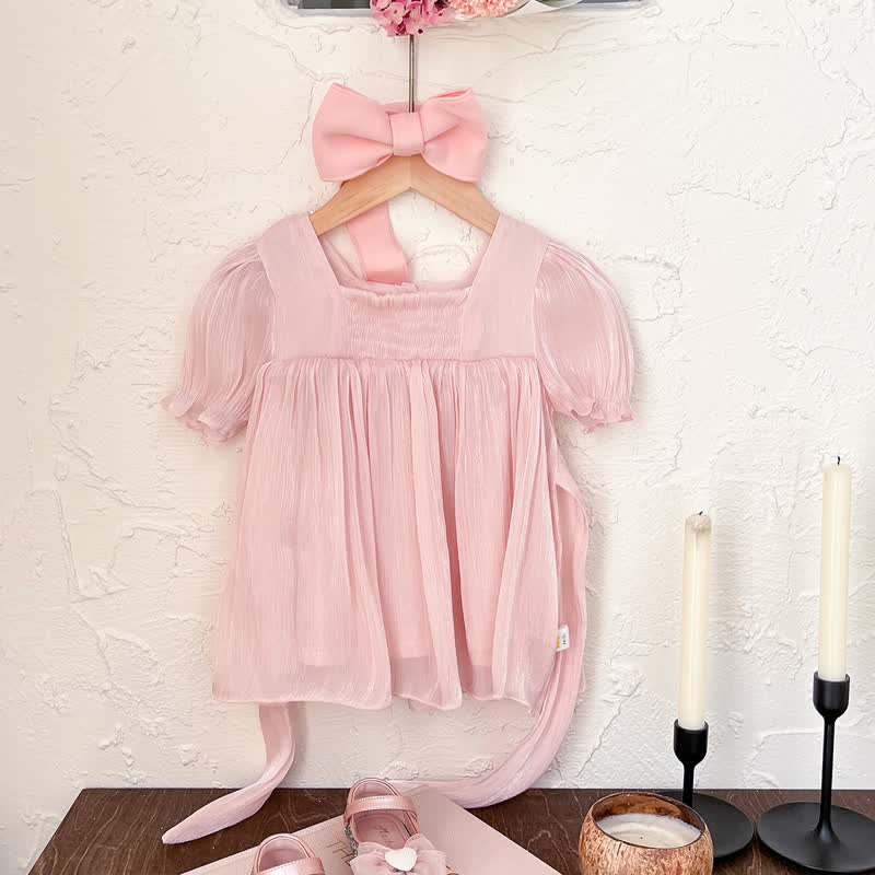 Baby Solid Color Pink Sweet Dress