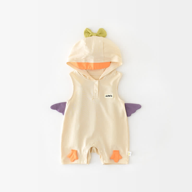 Baby Duck Wings Bow Hooded Romper