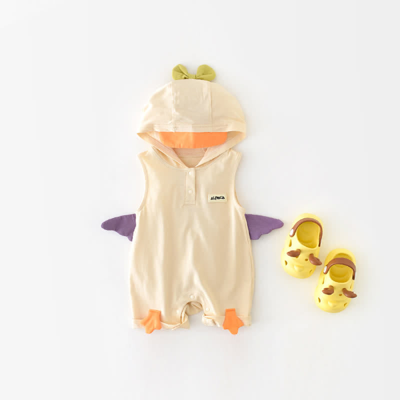 Baby Duck Wings Bow Hooded Romper