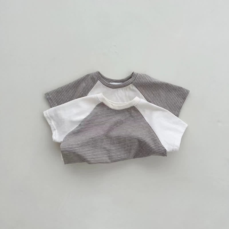 Baby Contrast Sleeves Striped Design T-shirt