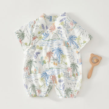 Baby Coconut Tree Kimono White Romper