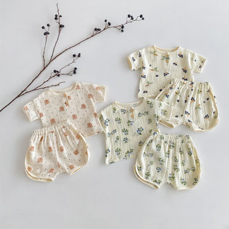 Baby 2-Piece Bear Blueberry Flower Set