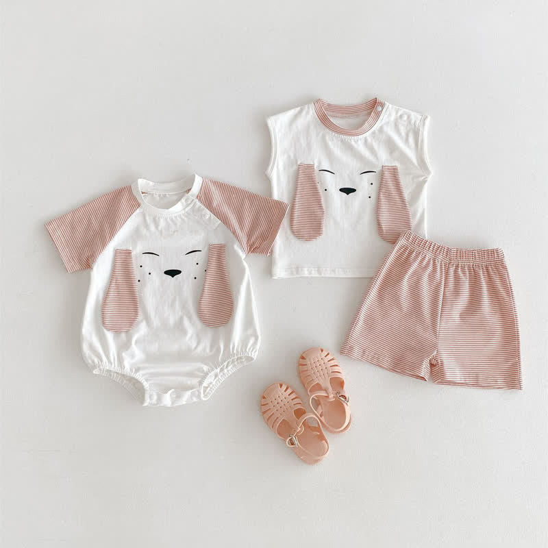 Baby Striped Cute Bunny Bodysuit/Set