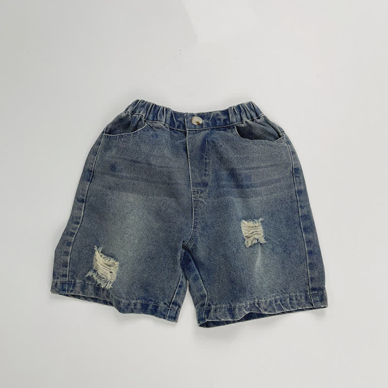 Toddler Ripped Denim Blue Shorts