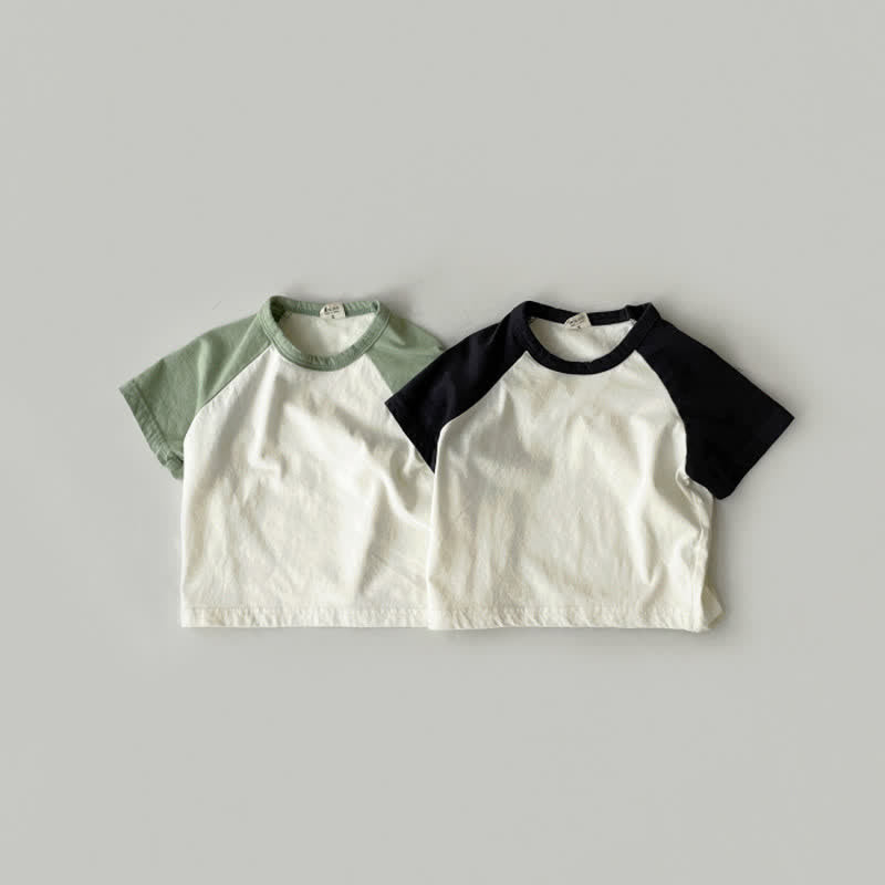 Baby Simple Contrast Sleeves Loose T-shirt