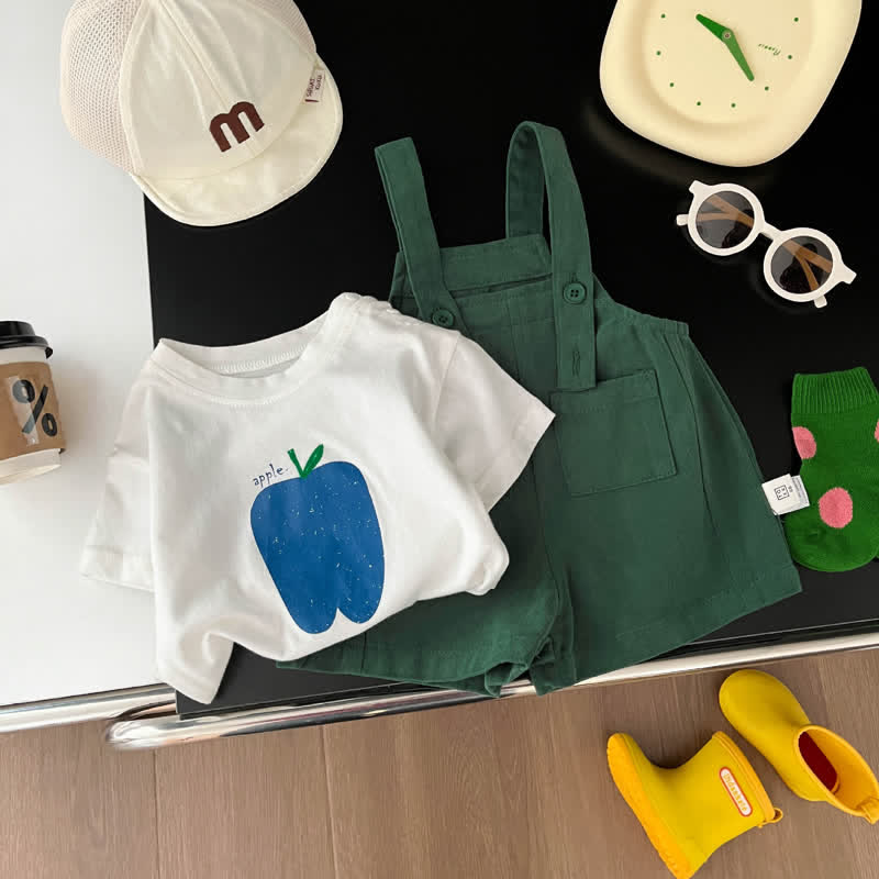 APPLE Baby Solid Color Overalls T-shirt