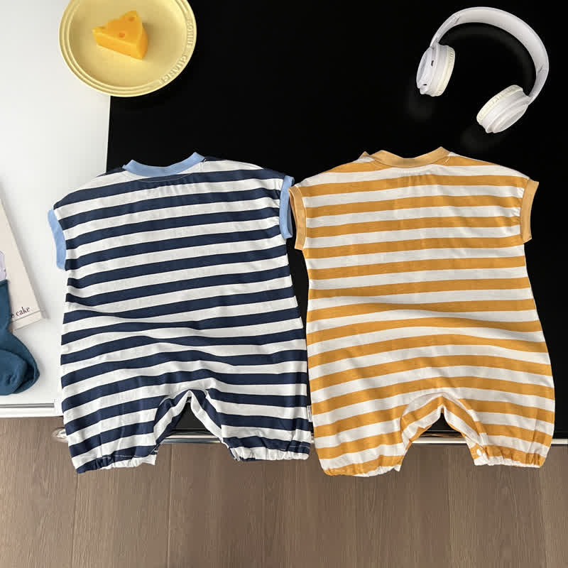 Baby Striped Pocket Sleeveless Romper