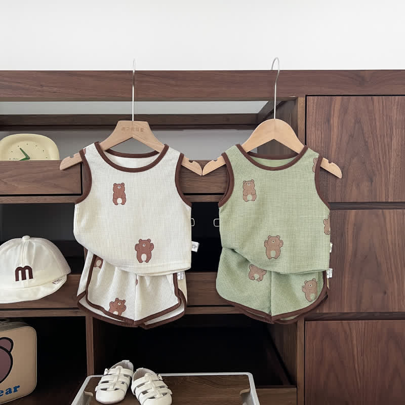 Baby 2-Piece Bear Waffle Sleeveless Set