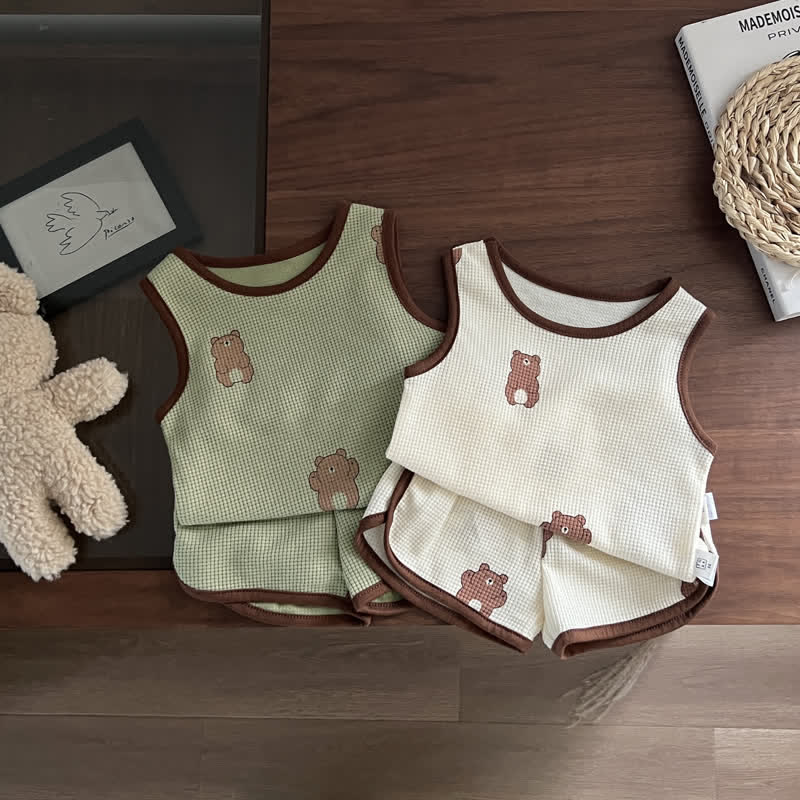 Baby 2-Piece Bear Waffle Sleeveless Set