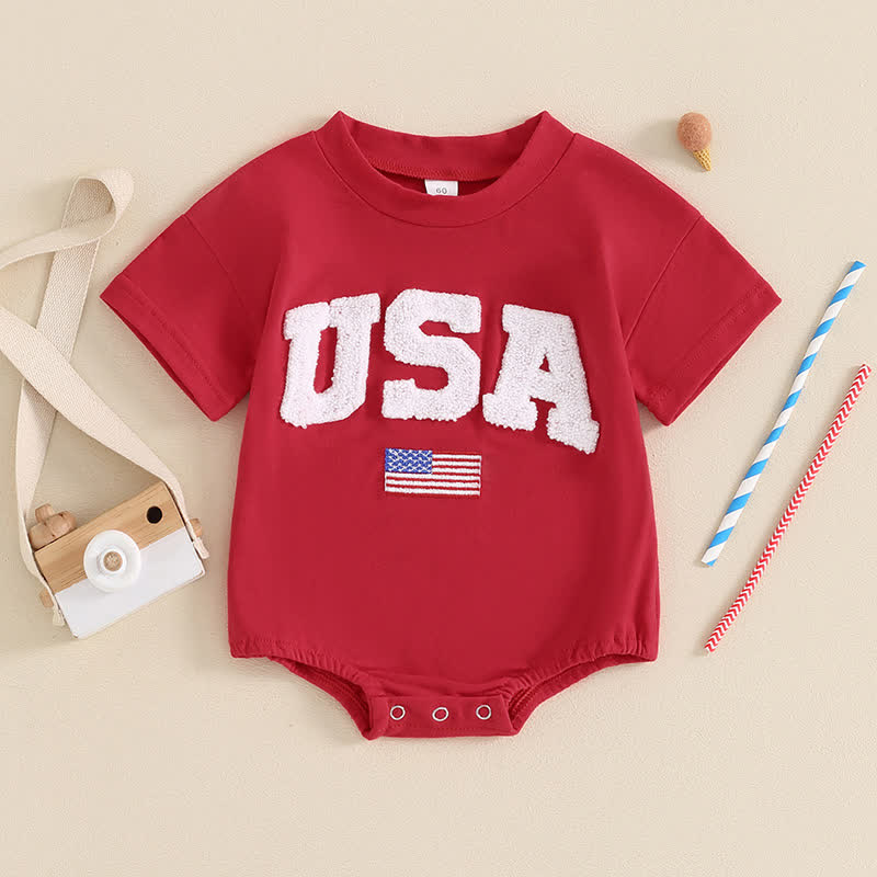 USA Baby Embroidered American Flag Bodysuit