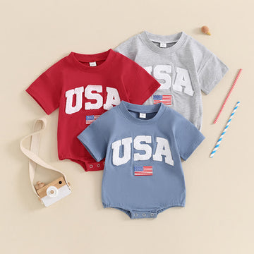 USA Baby Embroidered American Flag Bodysuit