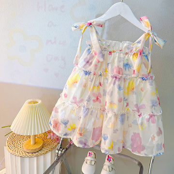 Toddler Chiffon Suspenders Flower Dress