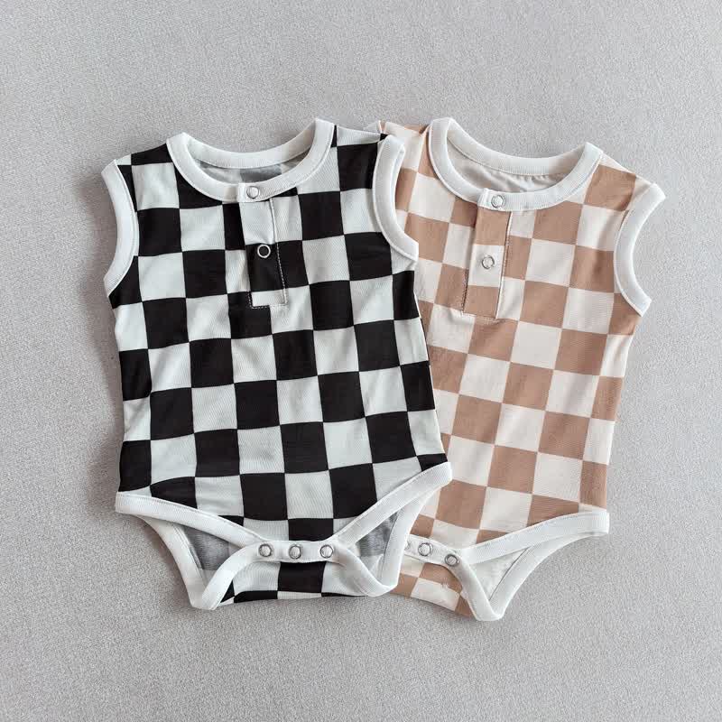 Baby Plaid Animal Sleeveless Bodysuit