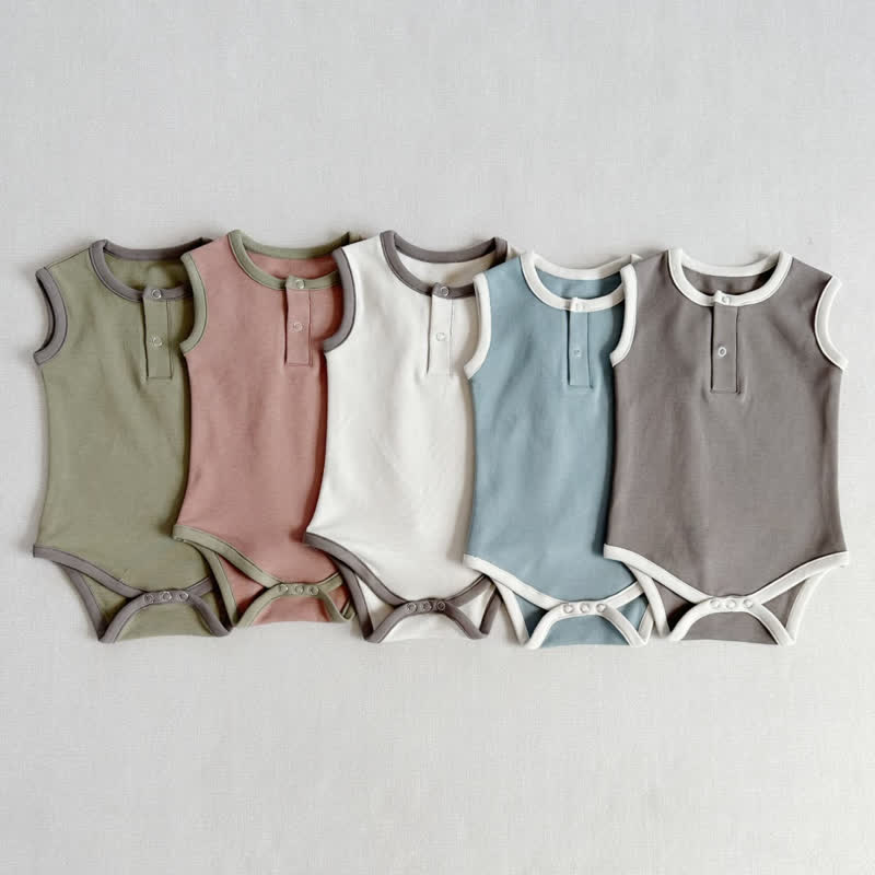 Baby Button Simple Sleeveless Bodysuit