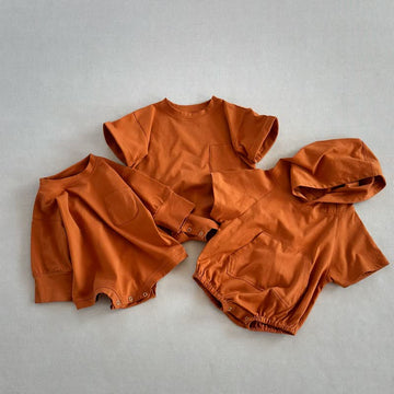 Baby Orange Short/Long Sleeves/Hooded Bodysuit