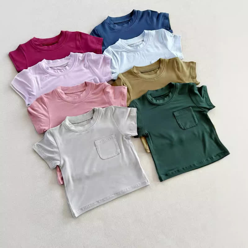 Toddler Pocket Solid Color Soft T-shirt