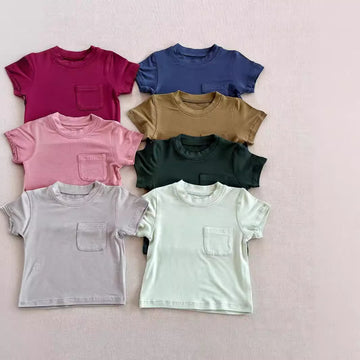 Toddler Pocket Solid Color Soft T-shirt