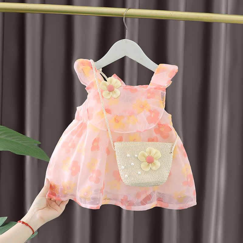 Toddler Sweet Flower Dress with Bag