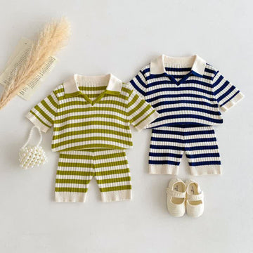 Toddler Polo Knitted Striped T-shirt/Shorts