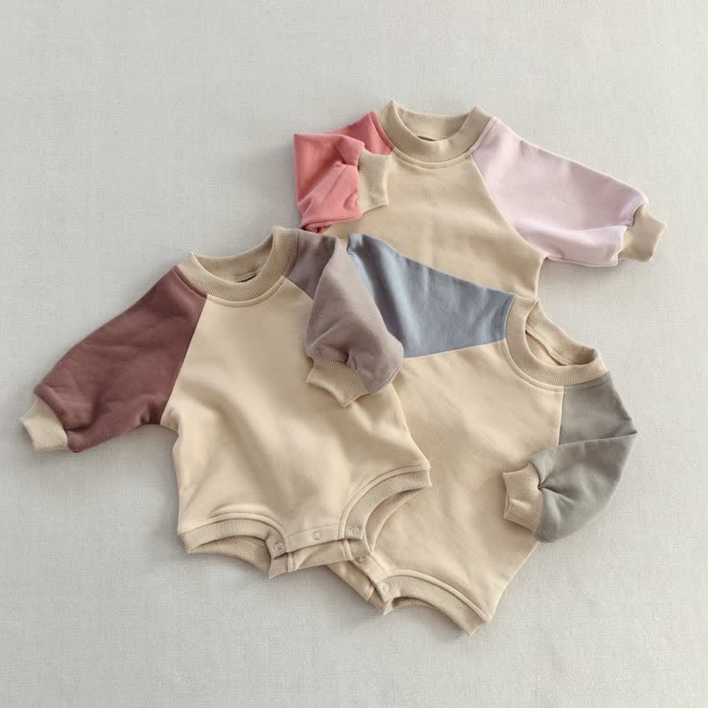 Baby Contrast Sleeves Color Block Bodysuit