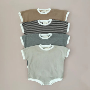 Baby Waffle Striped Simple Bodysuit