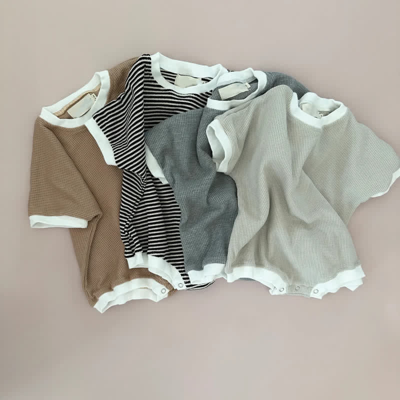 Baby Waffle Striped Simple Bodysuit