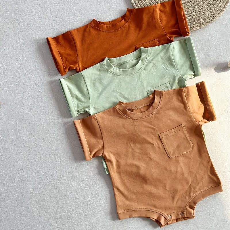 Baby Loose Solid Color Pocket Bodysuit