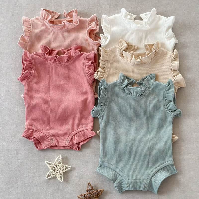 Baby Girl Ribbed Stringy Selvedge Bodysuit