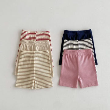 Toddler Solid Color Striped Soft Shorts