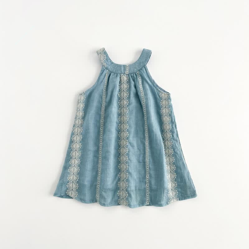 Toddler Ethnic Style Blue Halter Dress