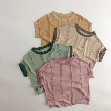 Toddler Casual Knitted Hollow Out T-shirt