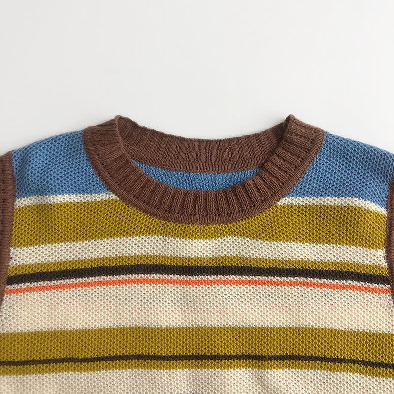 Toddler Multicolor Knitted Striped Vest